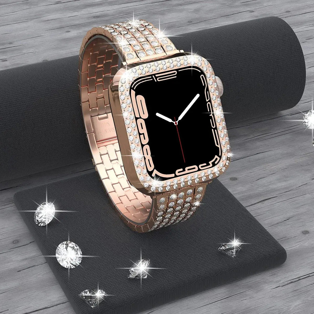 For Apple Watch Band Ultra 49mm 45mm 41mm 40/44mm 42mm Glitter Metal Strap Diamond Protective Case iWatch Series 9 8 7 6 5 4 SE Pinnacle Luxuries
