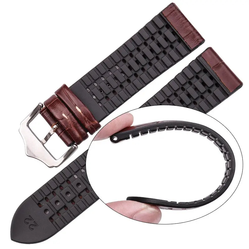 PL Collection Cowhide And Silicone Universal Watch Band 18mm 20mm 22mm Pinnacle Luxuries