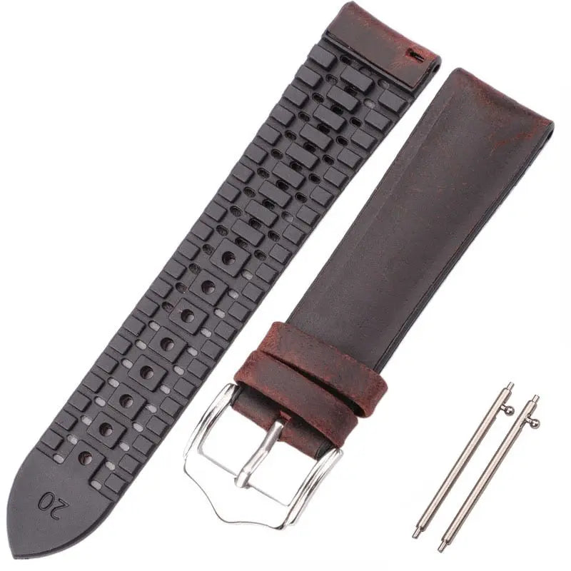 PL Collection Cowhide And Silicone Universal Watch Band 18mm 20mm 22mm Pinnacle Luxuries