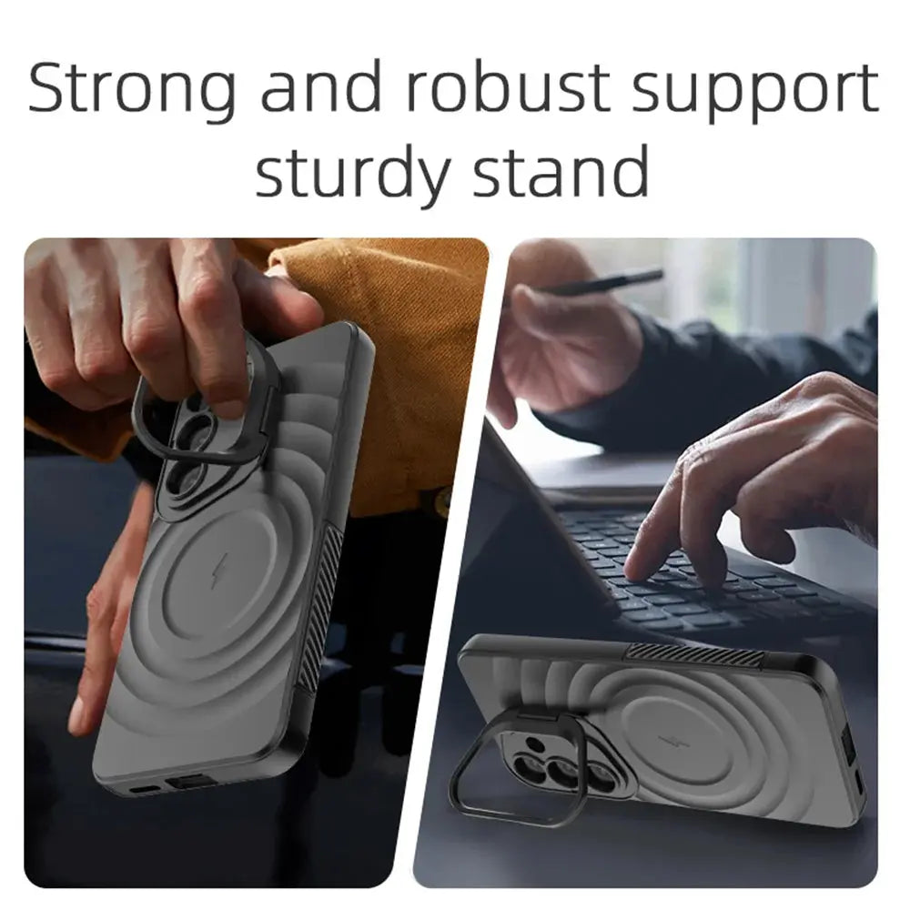 Invisible Lens Stand For Magsafe Magnetic Phone Case for Samsung S25 Ultra S25 Plus INS Round Water Ripple Soft Silicone Cover Pinnacle Luxuries