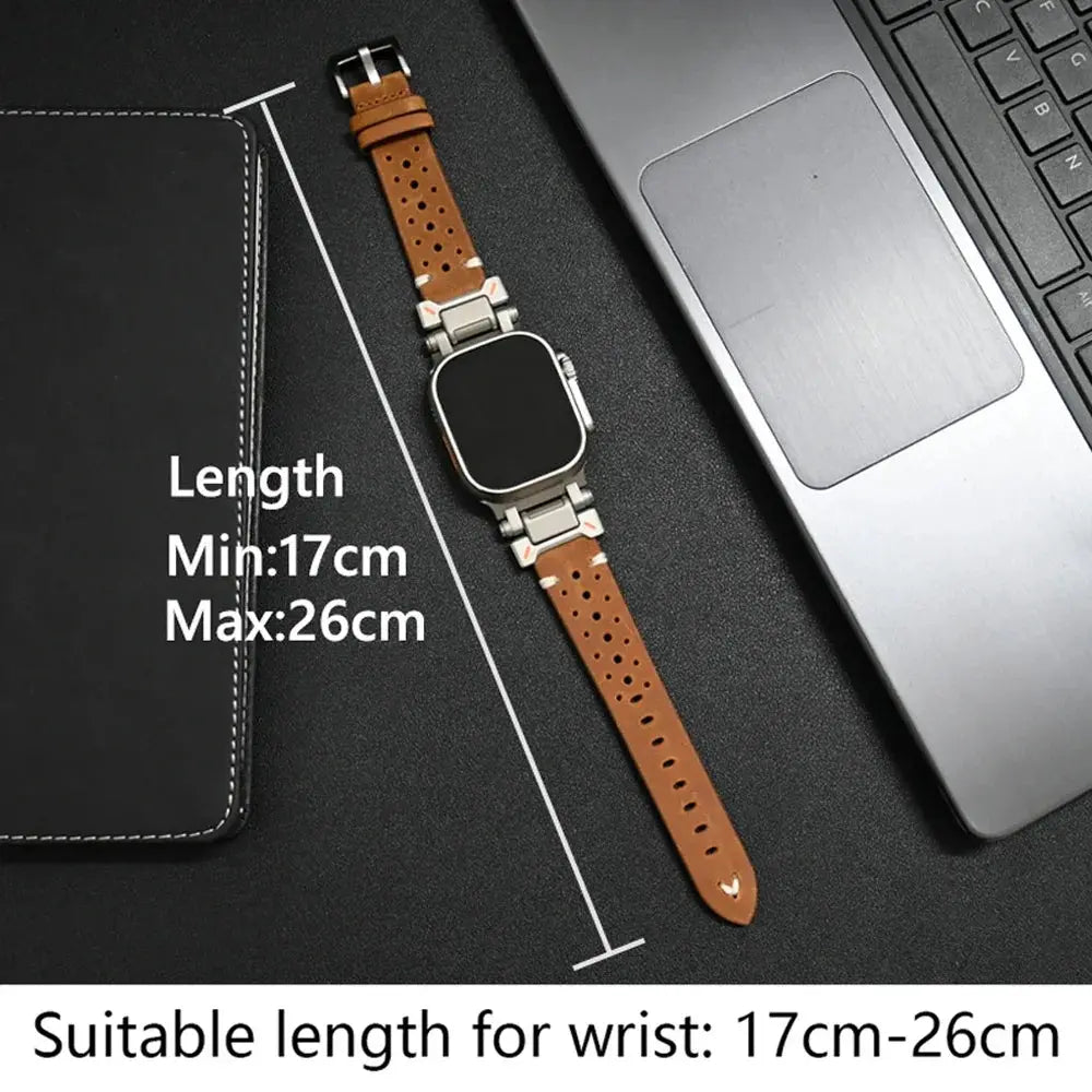 Luxury Leather Band for Apple Watch Ultra 2 49mm Series 10 46mm 9 8 7 45mm Correa Strap for iWatch 6 5 4 Se 3 44mm 42mm Bracelet Pinnacle Luxuries