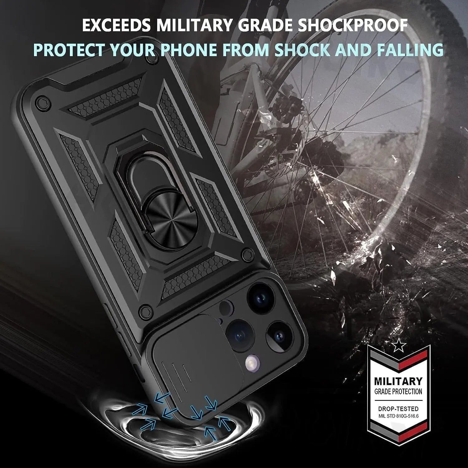 Case For iPhone 15 Pro Max 14 Pro 13 12 11 Pro Max XR XS Max 7 8 SE Slide Camera Magnetic Kickstand Armor Shockproof Phone Cover Pinnacle Luxuries